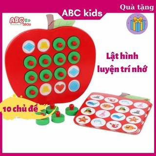 Đồ chơi luyện trí nhớ 🍉FREESHIP🍉 Lật hình trái táo 10 chủ đề luyện trí nhớ