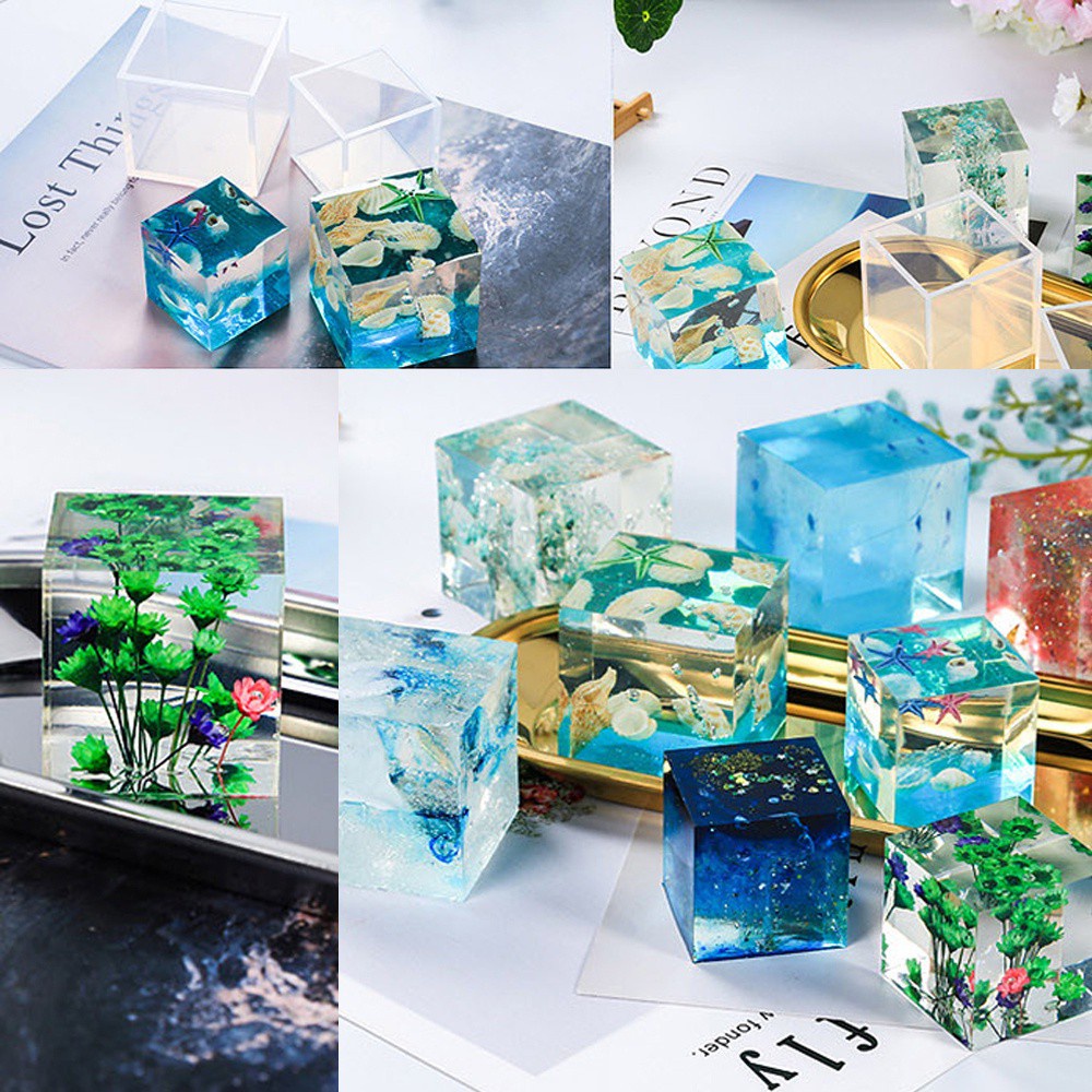 Khuôn silicon hình khối vuông nhiều kích thước làm móc khóa, quà lưu niệm, đồ handmade resin