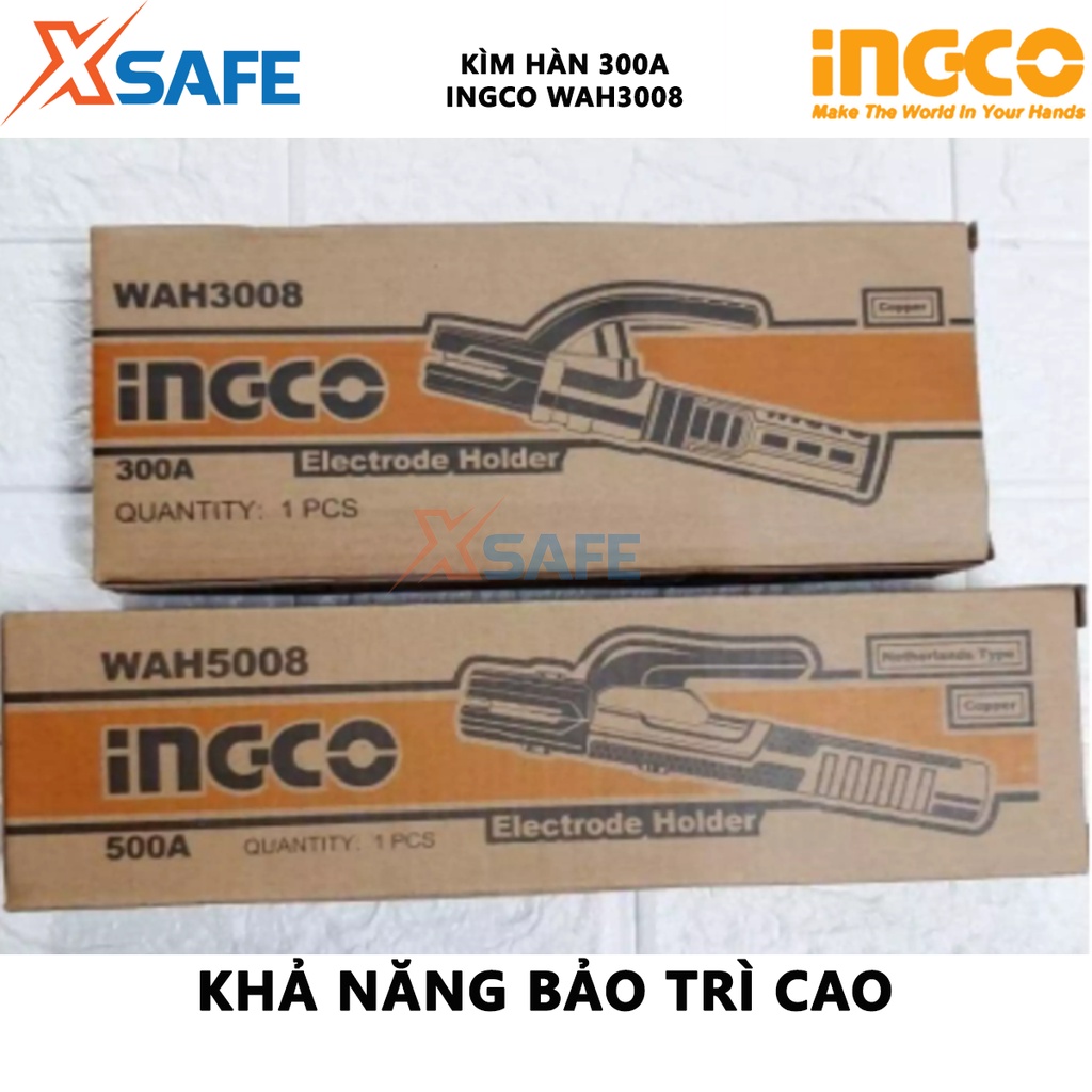 Kìm hàn INGCO WAH3008 Kềm hàn điện dòng điện định mức 300A luôn ổn định, sử dụng cho máy hàn MMA của Total, Ingco