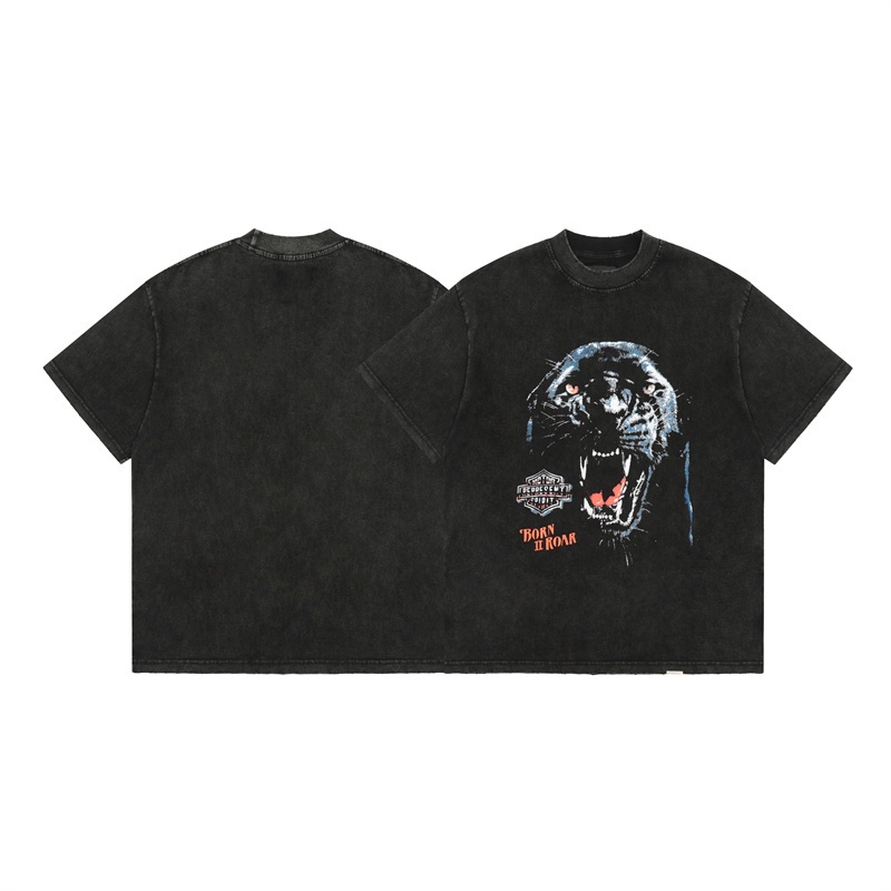 Áo Thun Cotton Tay Ngắn In Hình Đầu Hổ Thời Trang Dành Cho Nam Nữ