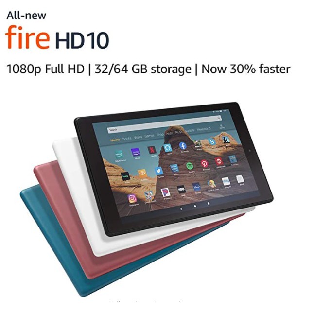 Máy tính bảng Kindle Fire HD 10 Certified Refurbished Màu đen Chính hãng Amazon