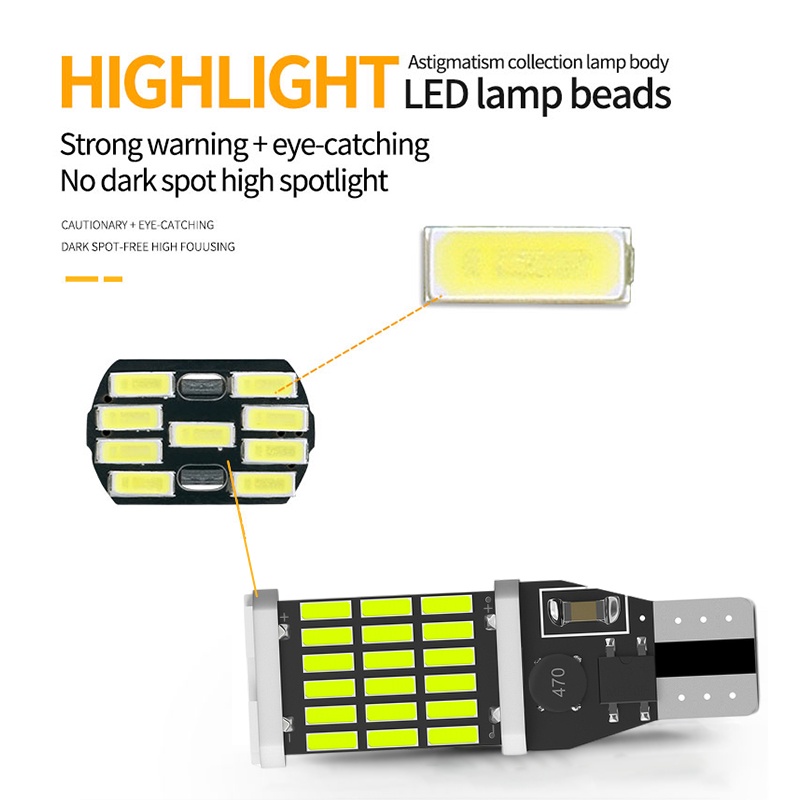 Bóng Đèn LED Lùi Xe Siêu Sáng Đèn LED Xi nhan Bóng Đèn LED T15 CANBUS T15 W16W 921 45 SMD 4014 cho ô-tô.