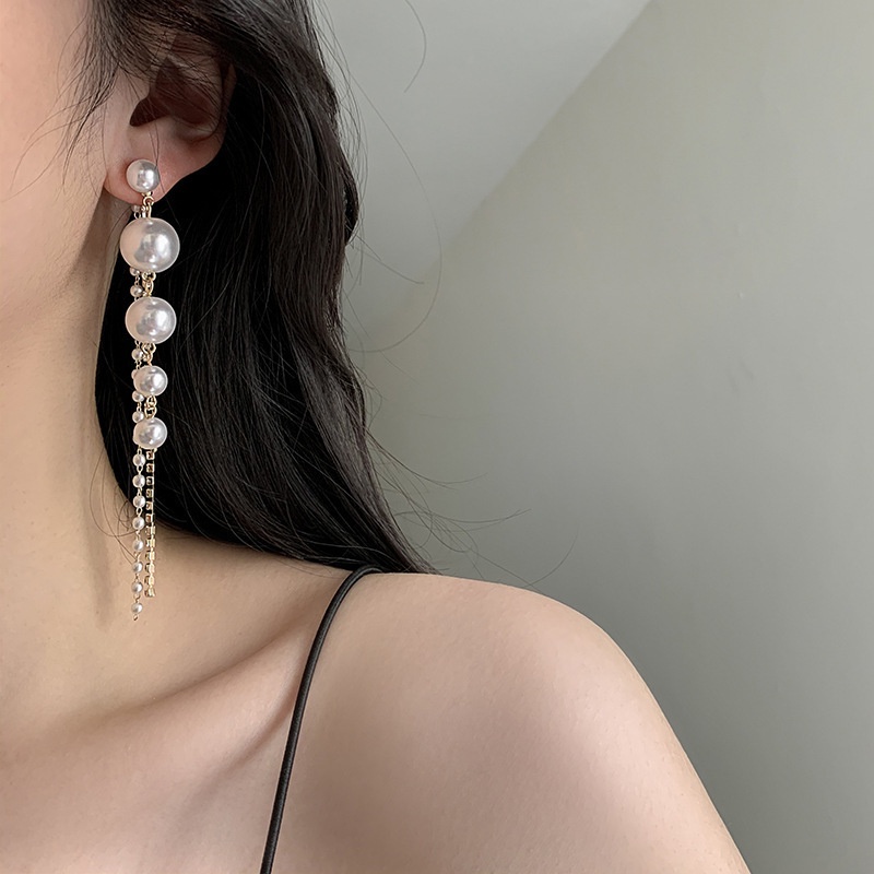 Bông Tai Dáng Dài Đính Ngọc Trai Phong Cách Hàn Quốc Thời Trang Sang Trọng Cho Nữ