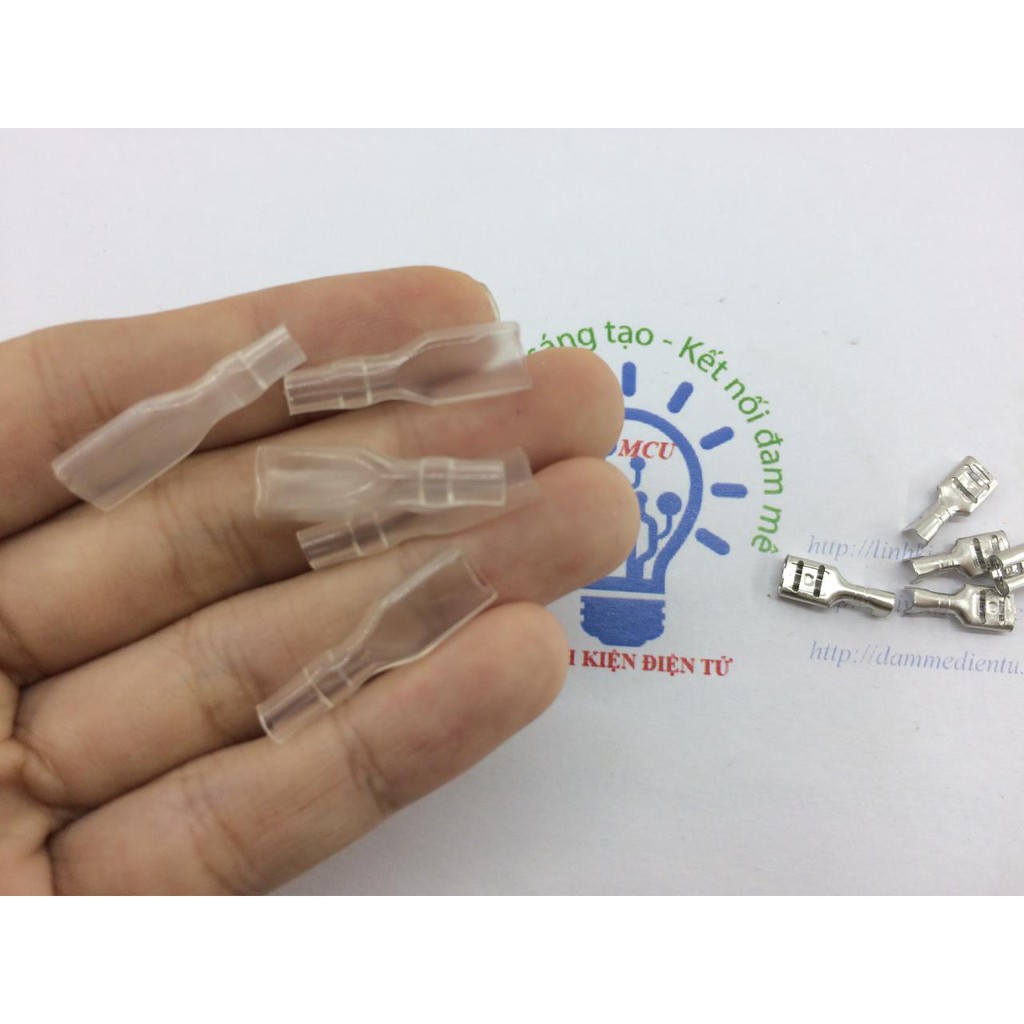 Bộ 100 Đầu cos 4.8,cos relay, cos xe máy, đầu cos dây điện có bọc nhựa
