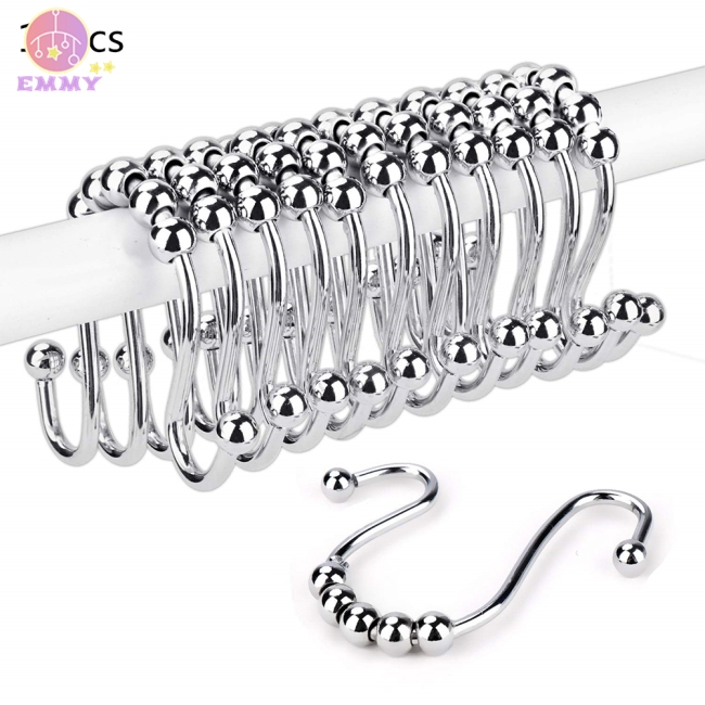 12Pcs Stainless Steel Hanging Hooks for Shower Curtain