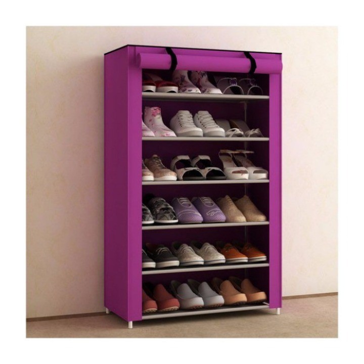 Tủ giày thông minh - kệ giày dép lắp ráp 6 tầng vải không dệt loại dày chống thấm nước , bui bẩn ( k
