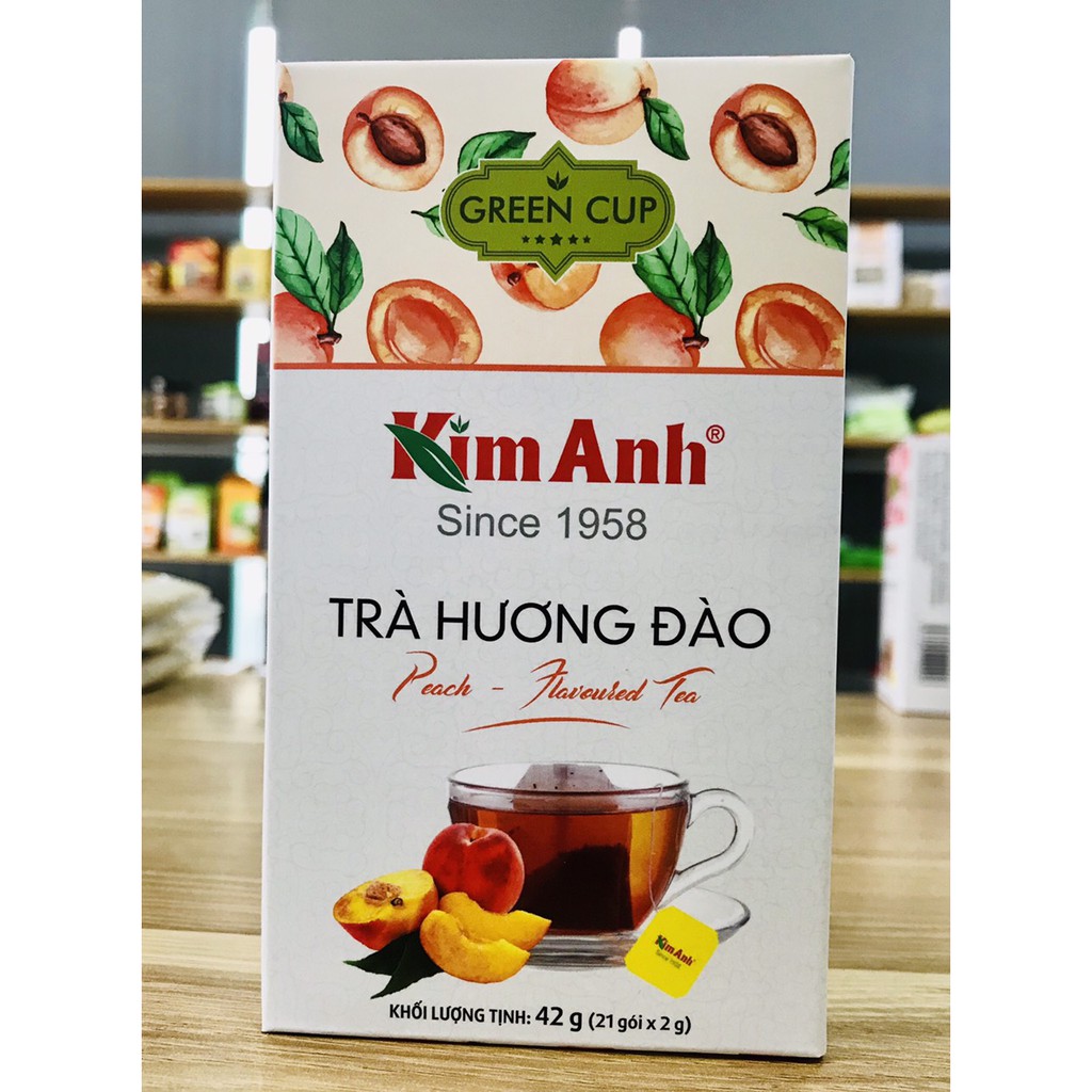 Trà Hương Đào túi lọc - Thương hiệu Kim Anh, hộp gồm 21 túi lọc