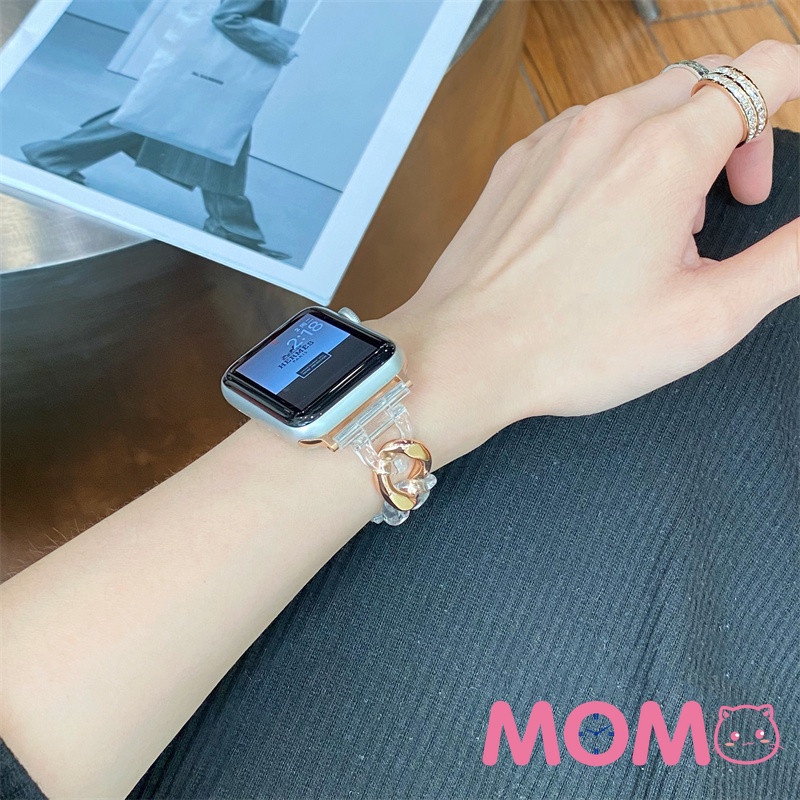 Dây Đeo Đồng Hồ Bằng Nhựa Resin 45mm Cho Smart Watch 7 6 5 4 3 2 Se 44mm 41mm 40mm
