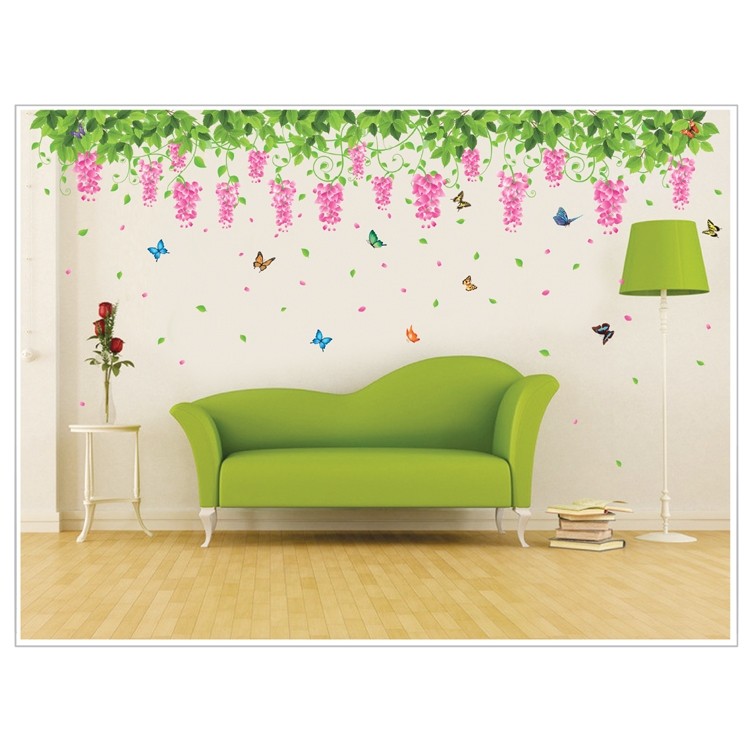 Decal dán tường giàn hoa hồng 1 BINBIN PK92 (Kích thước:85x150cm)
