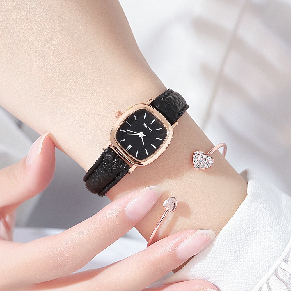 Đồng hồ kiểu máy thạch anh mặt vuông dây da dành cho nữ | BigBuy360 - bigbuy360.vn