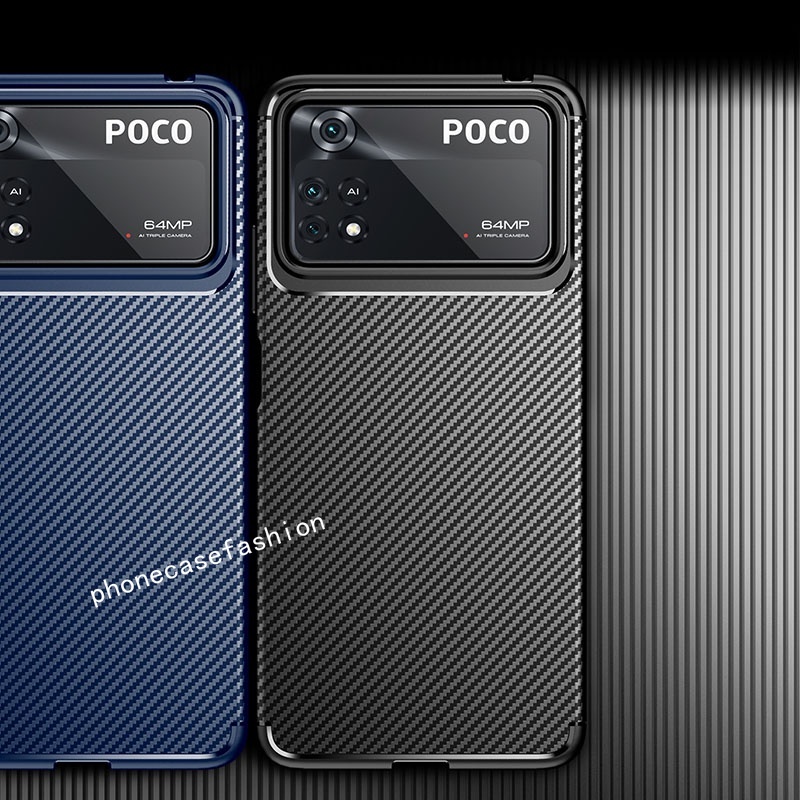 Ốp Điện Thoại Dẻo Họa Tiết Sợi Carbon Chống Sốc Thời Trang Cho Xiaomi mi POCO M4 X4 Pro 4G 5G Pocophone
