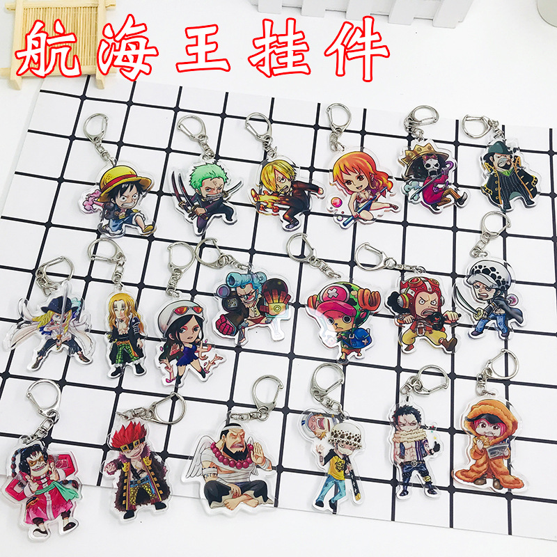 Móc khóa gắn hình Luffy Soron Usopp trong One Piece in laser hai mặt