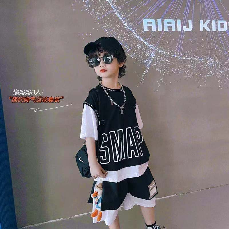 Set Đồ Thể Thao Hai Món Bằng Cotton Nguyên Chất Dáng Rộng Thời Trang Hàn Quốc Cho Bé Trai