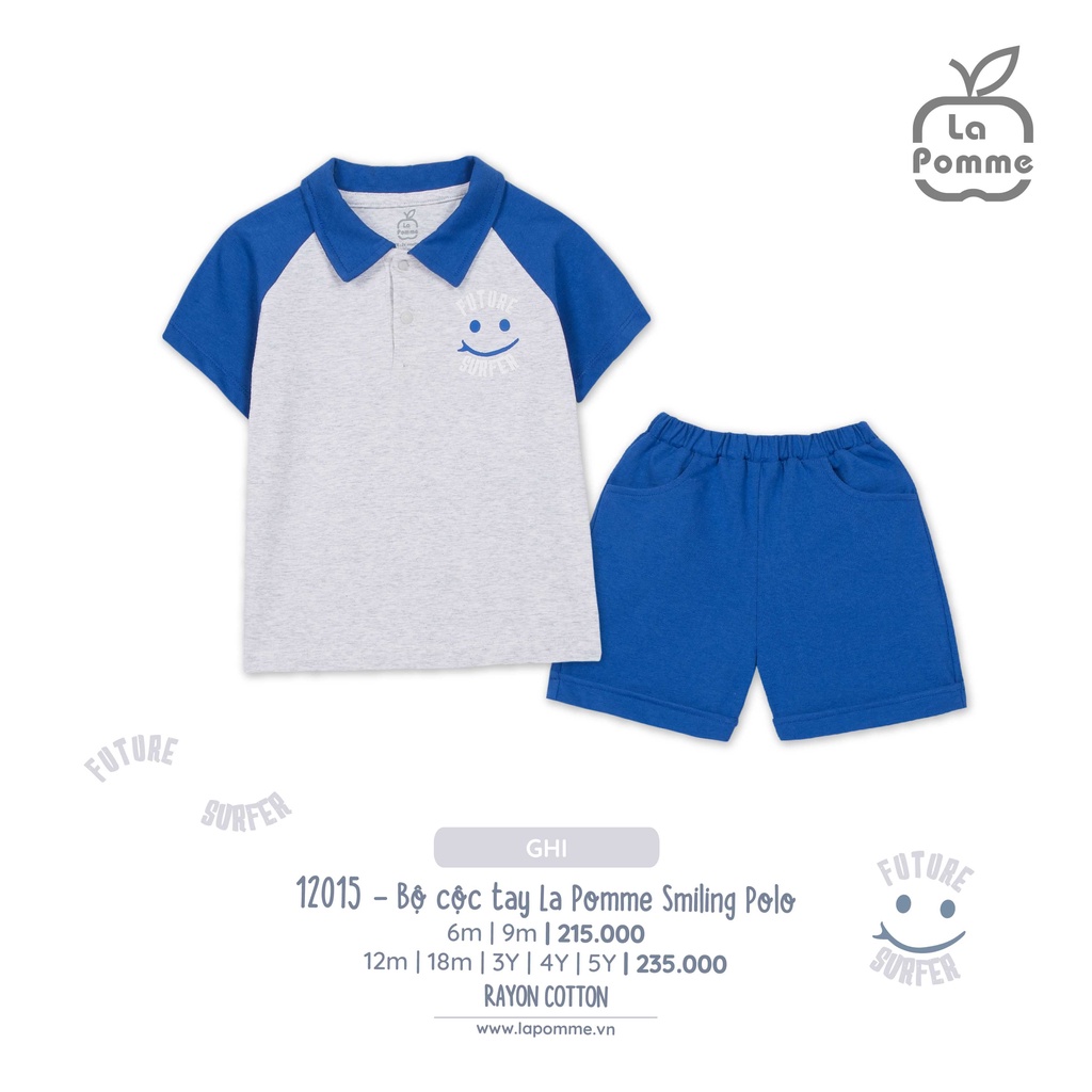 SS12015- Lapomme Bộ cộc bé trai Lapomme Smiling Polo
