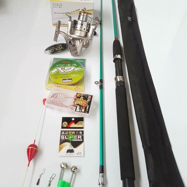 Cần câu cá ❤️FREE SHIP❤️ Bộ Cần Câu 2 khúc Shimano Đặc ruột, Máy Yolo TFB 3000 - 6000 và phụ kiện ,đảm bảo rẻ nhất