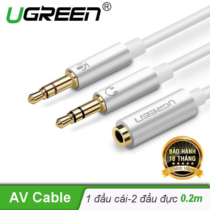 Dây Audio chuyển tai nghe 3.5mm sang 2 đầu Mic và Tai nghe dài 20CM UGREEN 20899 - Hàng chính hãng