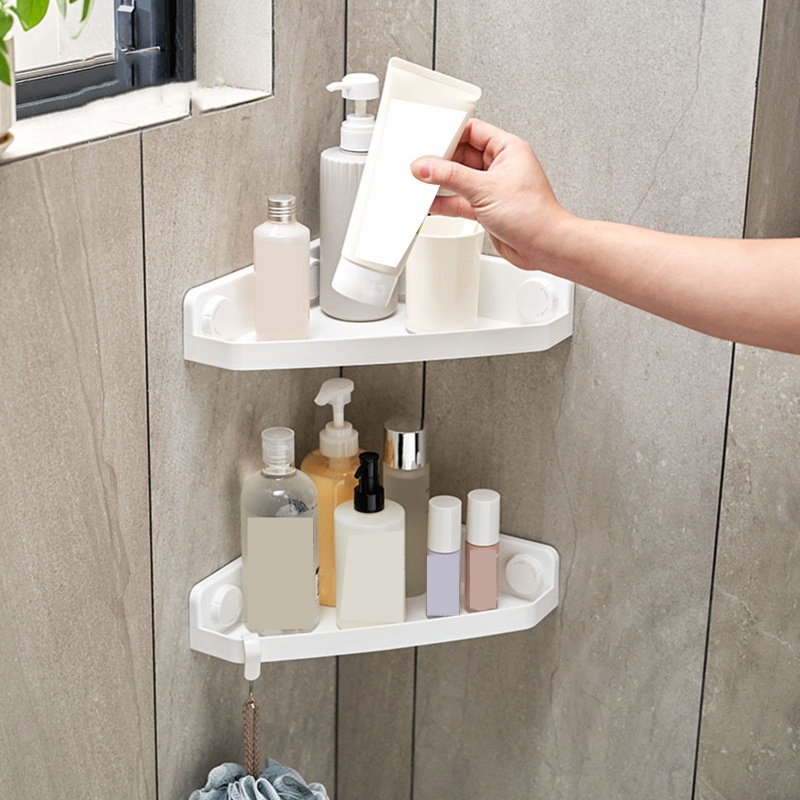 Kệ Nhựa Gắn Góc Tường Đựng Đồ Dùng Nhà Tắm Tiện Dụng