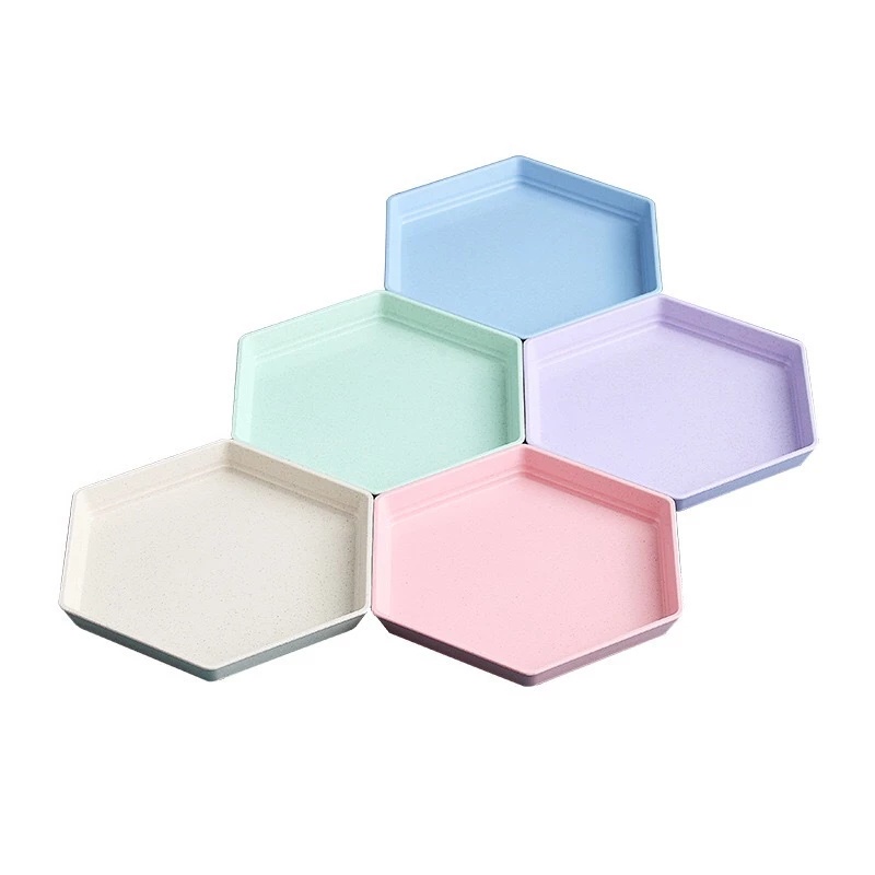 Đĩa Lục Giác 15cm Chất Liệu Rơm Lúa Mì An Toàn Đựng Thực Phẩm Cho Nhà Bếp