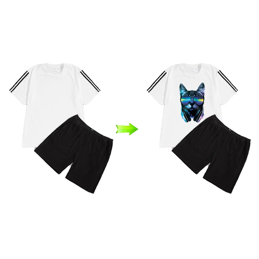 Miếng Dán Trang Trí Quần Áo Hình Mèo Xanh Dương 26x16cm DIY