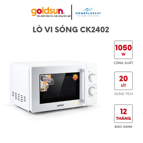 Lò vi sóng điện tử Goldsun CK2402 20L, không nướng, chế độ nấu linh hoạt - Bảo hành 12 tháng