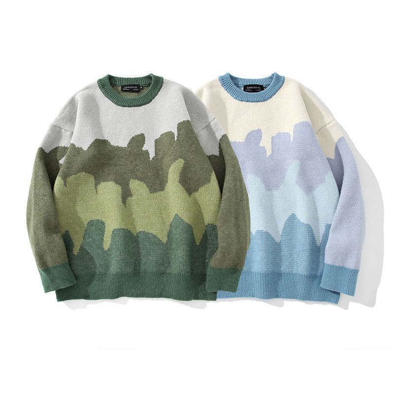 Áo sweater dành cho nam cổ tròn dáng rộng in họa tiết phong cách Nhật Bản thời trang thu đông 2 màu tùy chọn M-2XL
