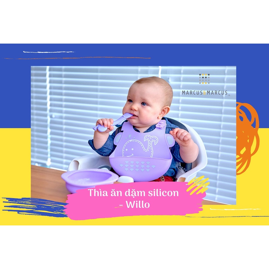 Thìa ăn dặm silicon cao cấp Marcus & Marcus chính hãng an toàn cho bé từ 6 tháng - Willo - Liin Shop