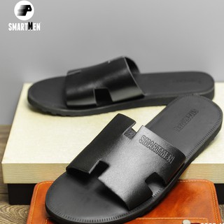 Dép da bò SMARTMEN màu đen DD-05Đ