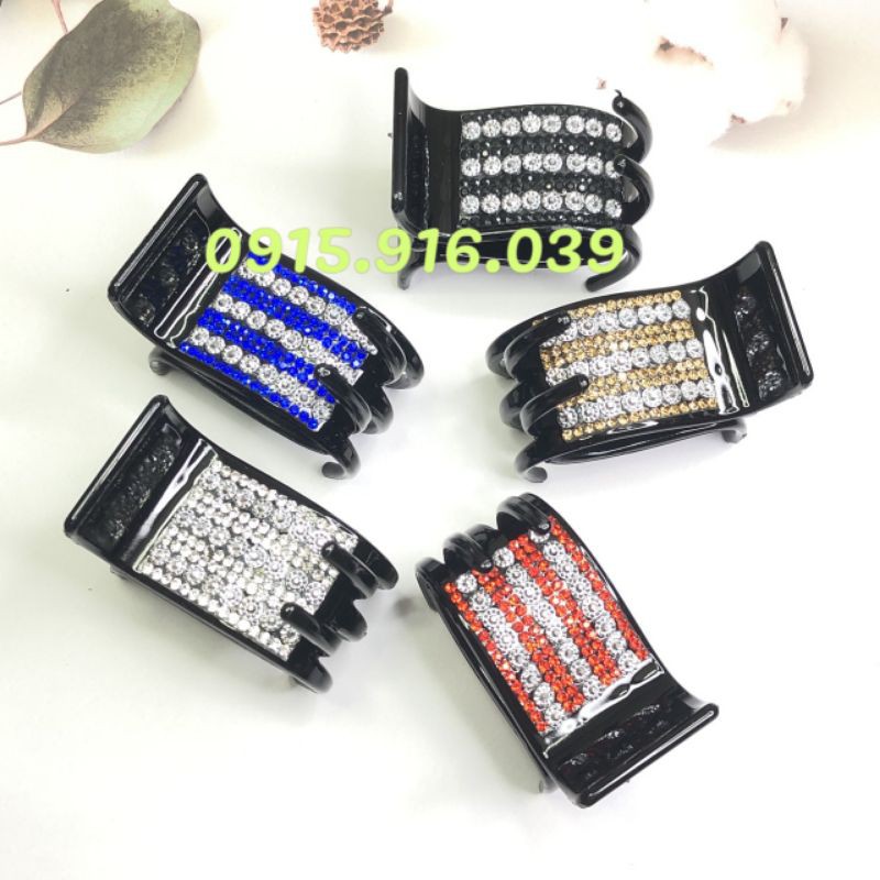 Kẹp tóc 5 răng đính đá nhân tạo lấp lánh, kẹp gấp tóc