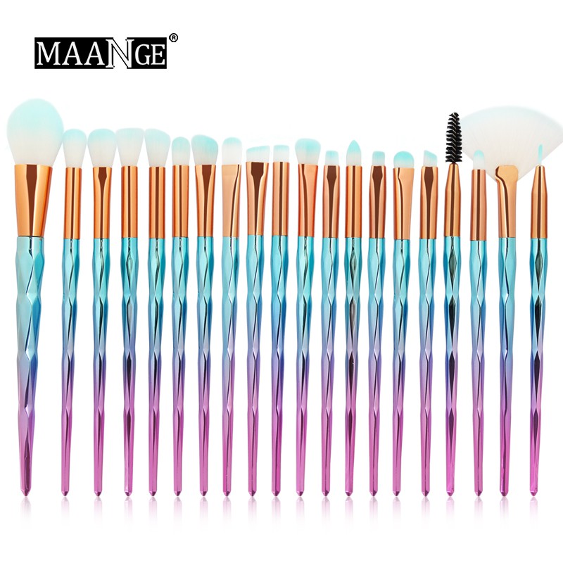 Bộ 20 Cọ Trang Điểm MAANGE Thiết Kế Tay Cầm Họa Tiết Vân Kim Cương Thời Trang 150g