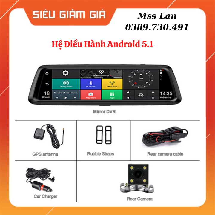 Camera Hành Trình Ô Tô (xe con) Dạng Gương 4G - Có Cam Sau - Có Cảnh Báo Làn Đường - Định Vị Giám Sát Từ Xa