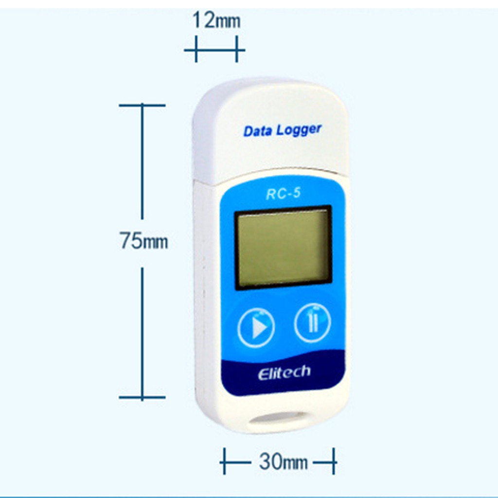 RC-5 LCD Display USB Temperature Data Logger Recorder External Sensor-Blue