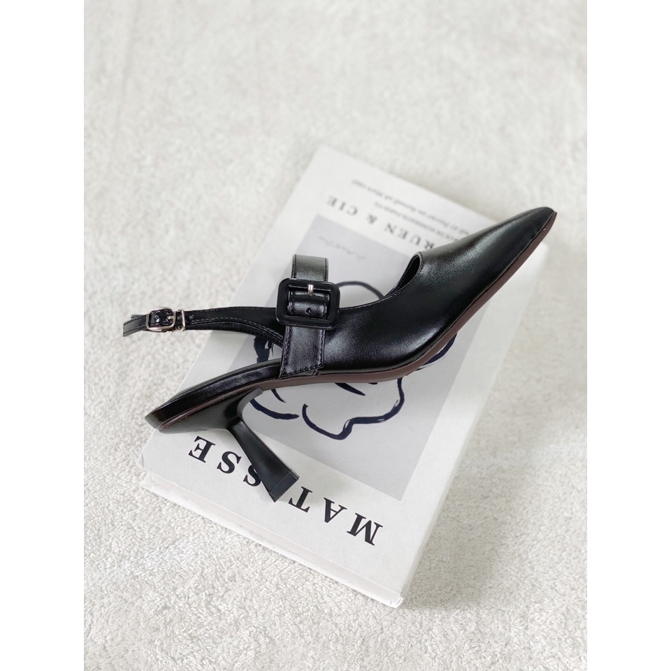 Giày cao gót - Sandal slingback COCO BEBE & CAPELLA mũi nhọn vintage 8p VNXK