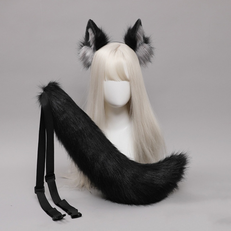 Băng Đô Cài Tóc Hình Tai Sói Có Đuôi Dùng Hóa Trang