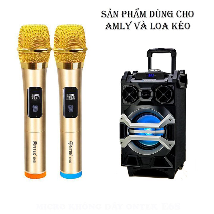 MICRO KHÔNG DÂY KARAOKE ONTEKCO E6S/ E6 - Chuyên Dụng cho Loa kéo, Amply - BH 12 tháng chính hãng