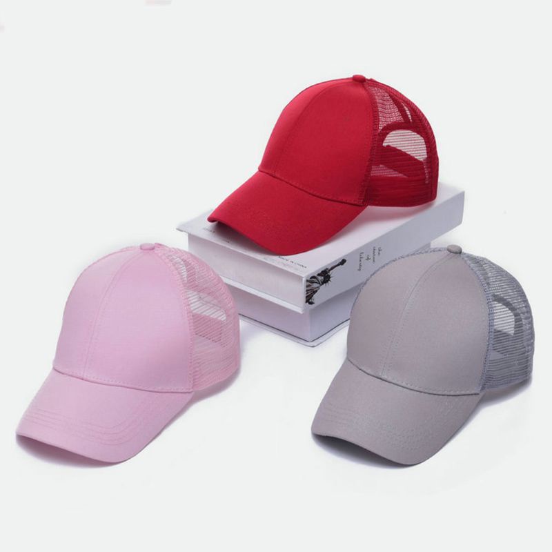 Mũ Lưỡi Trai Vải Cotton Màu Trơn Phối Lưới Thoáng Khí Lưng