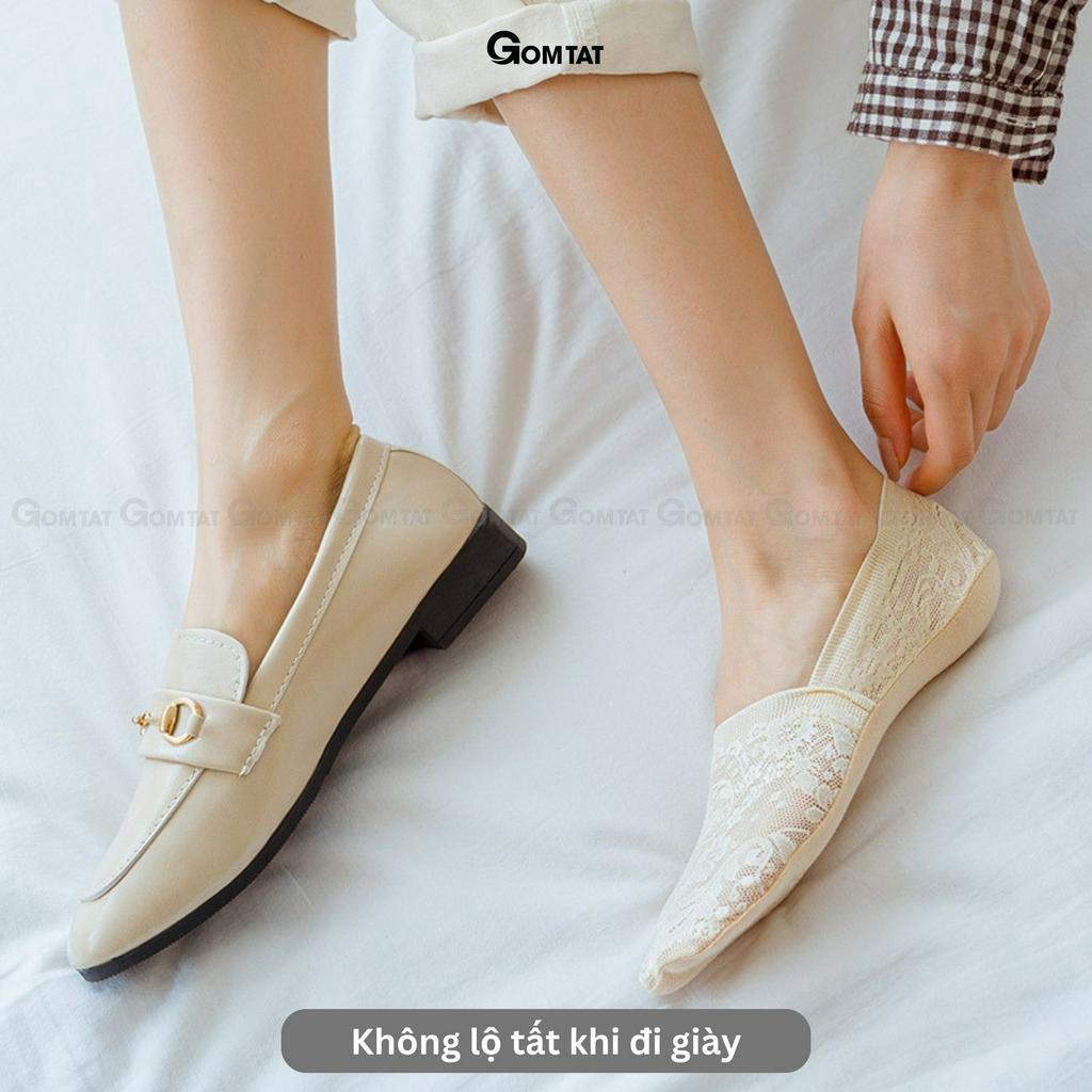 Tất lười nữ đi giày búp bê GOMTAT chất liệu lụa phối ren cao cấp, có bo thun chống tuột gót - LUAREN-PO-3028-1DOI