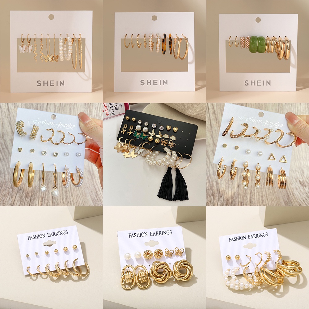 Set 9 Khuyên Tai Thời Trang Retro Cho Nữ