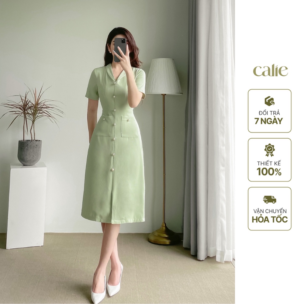 Váy nữ công sở dáng dài cổ đức thời trang Calie VM038