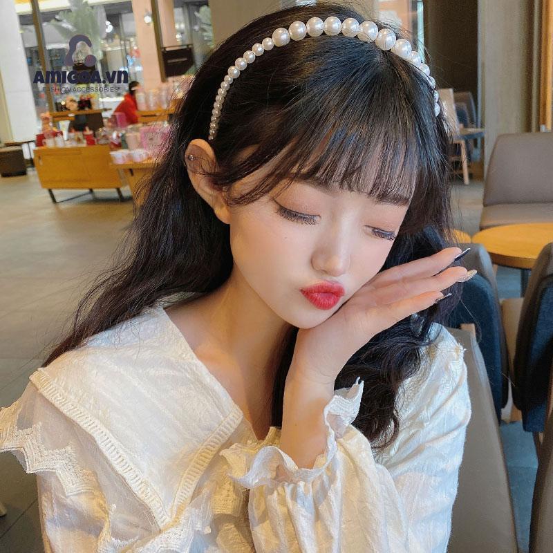 Băng Đô Đính Hạt Ngọc Trai Phong Cách Công Chúa Dành Cho Bé Gái