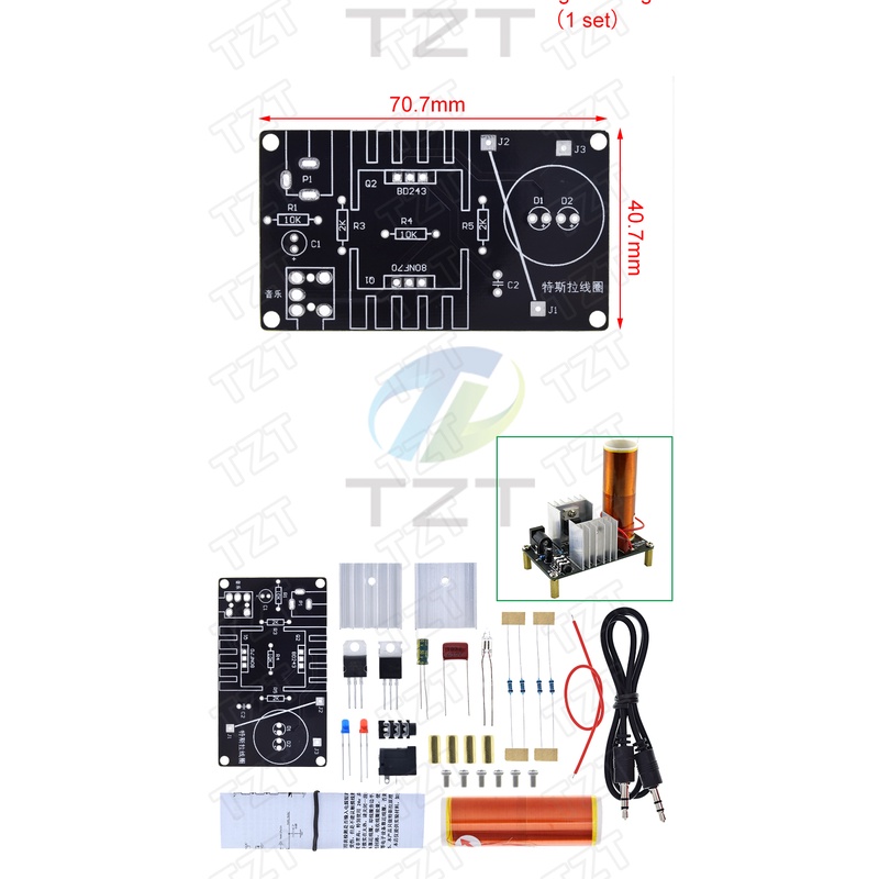 1 Bộ Cuộn Dây Tesla Mini 15W Tự Làm Loa Tesla Không Dây Tesla DC 15-24V