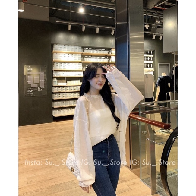 SET ÁO TƠ TAY DÀI  gồm áo voan tơ tay dài và áo yếm trong thiết kế form rộng style hàn quốc ullzang dễ mix & match