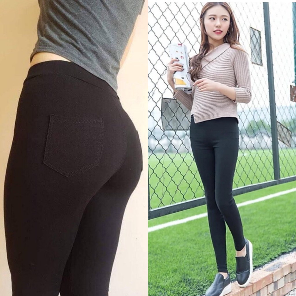 Quần legging nữ dài nâng mông gen bụng có túi màu đen chất vải cotton co giãn 4 chiều -  Quần legging công sở đi học gym | BigBuy360 - bigbuy360.vn
