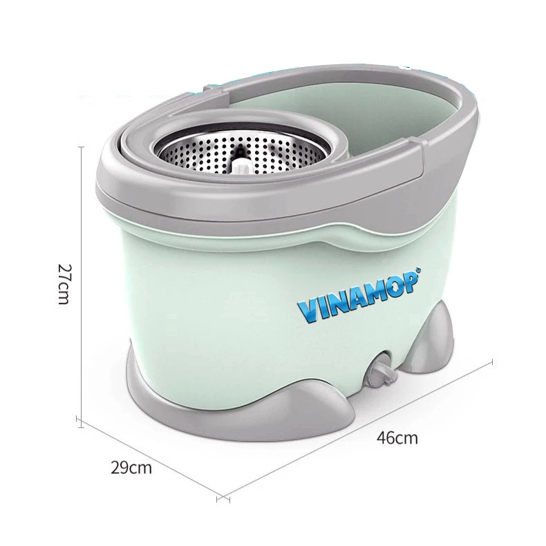 BỘ LAU NHÀ 360 VINAMOP MTC-01 - Lồng inox cao cấp, Xoay 360 độ dễ lau chùi tiện lợi Xô lớn chứa nhiều nước hơn