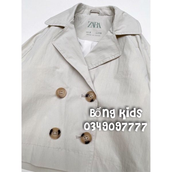 Áo TrenchCoat Bé Gái Dáng Ngắn Be Sữa ZR