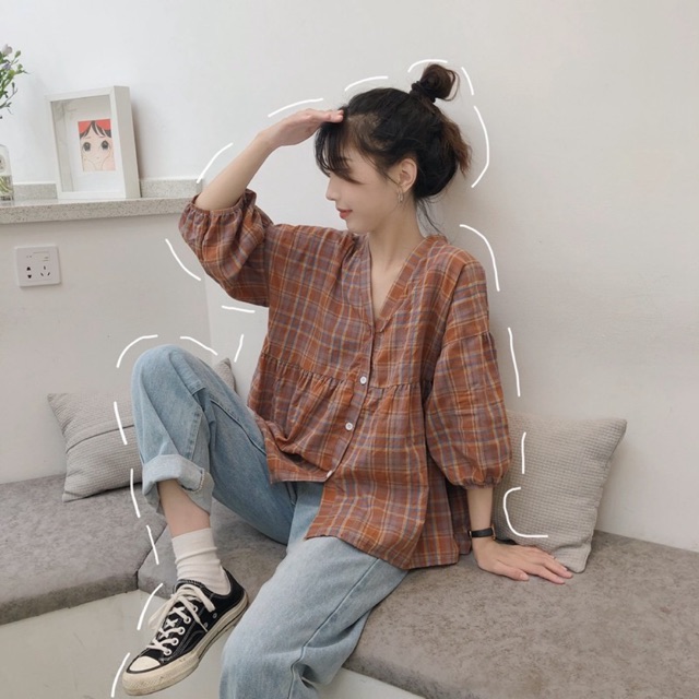 [ORDER] Áo caro babydoll Ulzzang