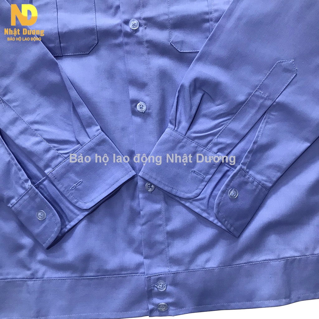 Áo bảo vệ dài tay ngắn tay Nhật Dương vải kate BV06 màu xanh ánh tím bền màu không xù lông