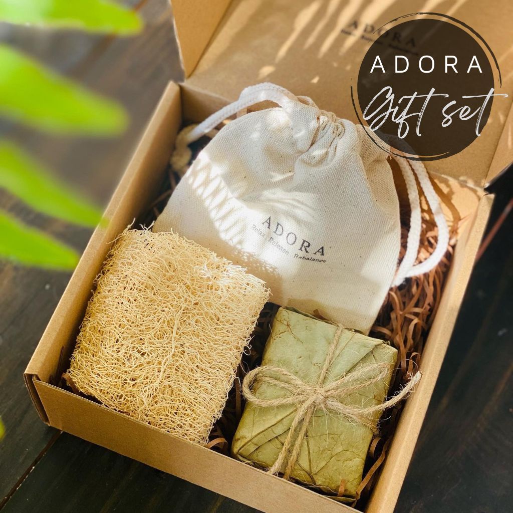 Quà tặng mẹ 20/10 ADORA CANDLE xà bông sinh dược thiên nhiên và xơ mướp tắm tự nhiên