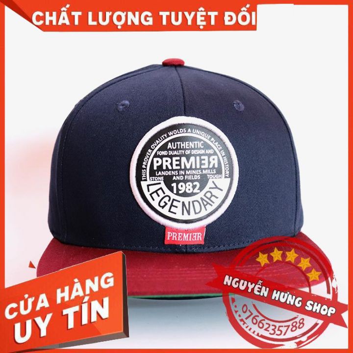 Nón snapback nam nữ Premier xanh đen kết đỏ