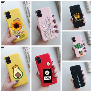 Ốp điện thoại silicon mềm hình hoa hướng dương/quả bơ đáng yêu thích hợp cho Samsung Galaxy A51 A71