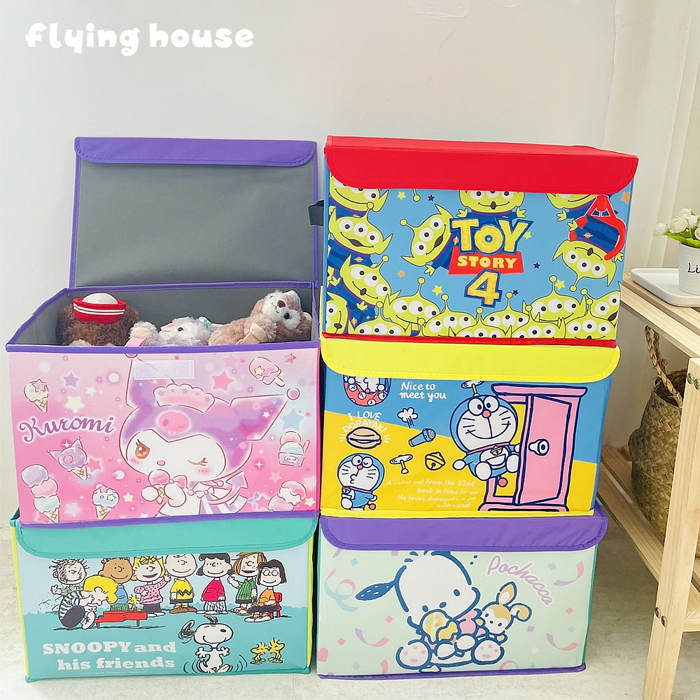 Hộp Đựng Đồ Chơi Có Nắp Đậy Họa Tiết Hoạt Hình Dễ Thương